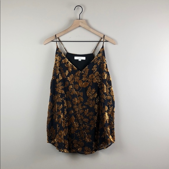 LOFT Tops - LOFT Black and Gold Velvet Drapey Tank Top (Large)